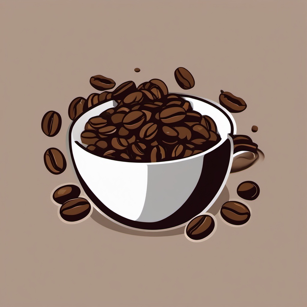 Coffee Beans Sticker - Scattered coffee beans illustration, ,vector color sticker art,minimal