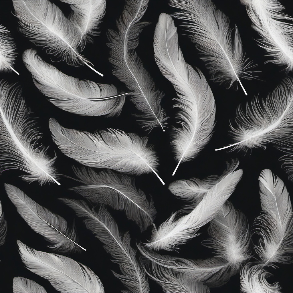 drawing of soft white feathers floating in the air  minimal rough sketch scribbles,doodles,black and white