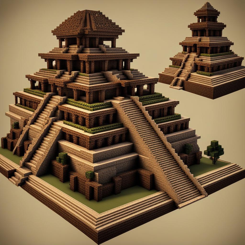 aztec pyramid adorned with intricate carvings - minecraft house ideas minecraft block style