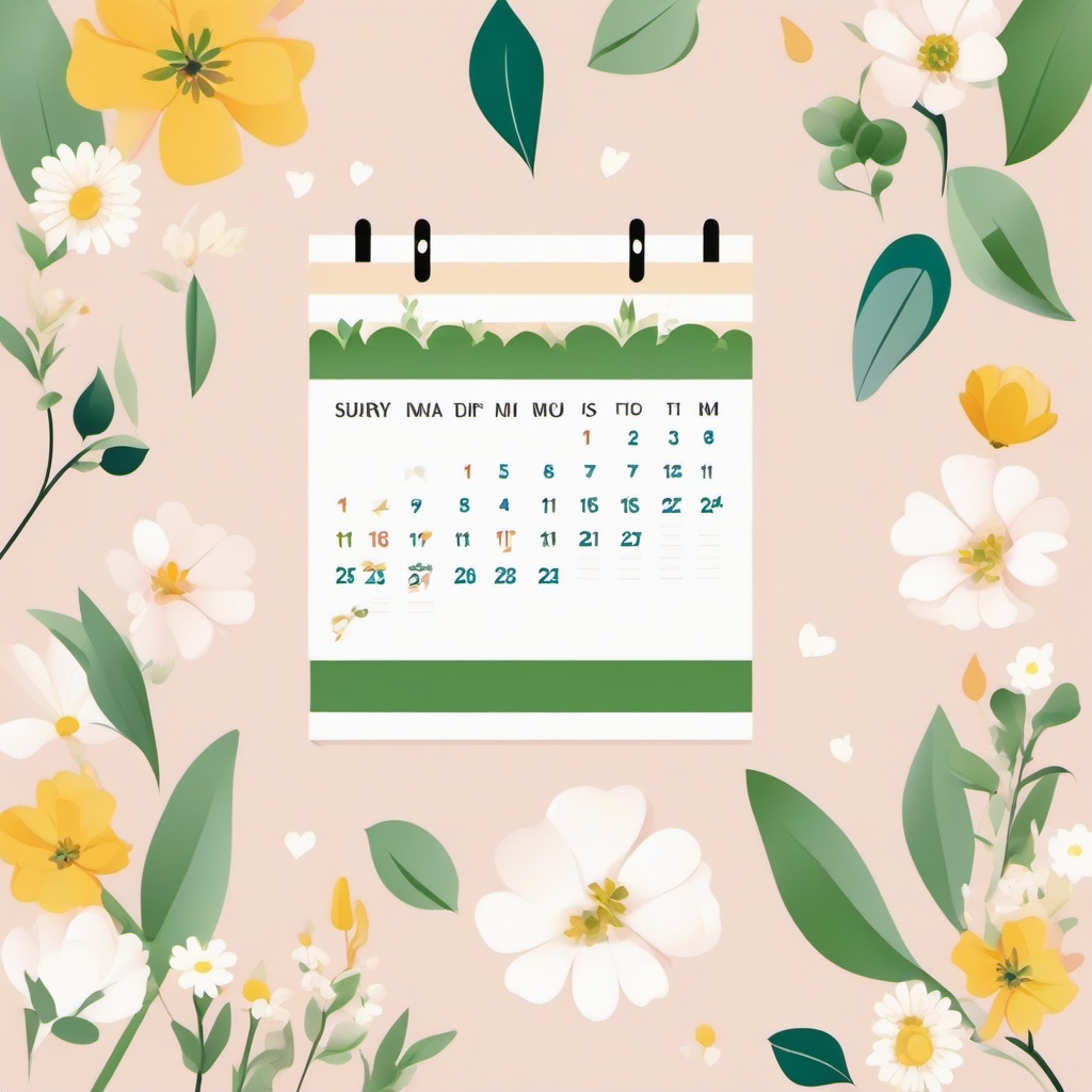 Calendar clipart - calendar showing the first day of spring  color,minimalist,vector clipart