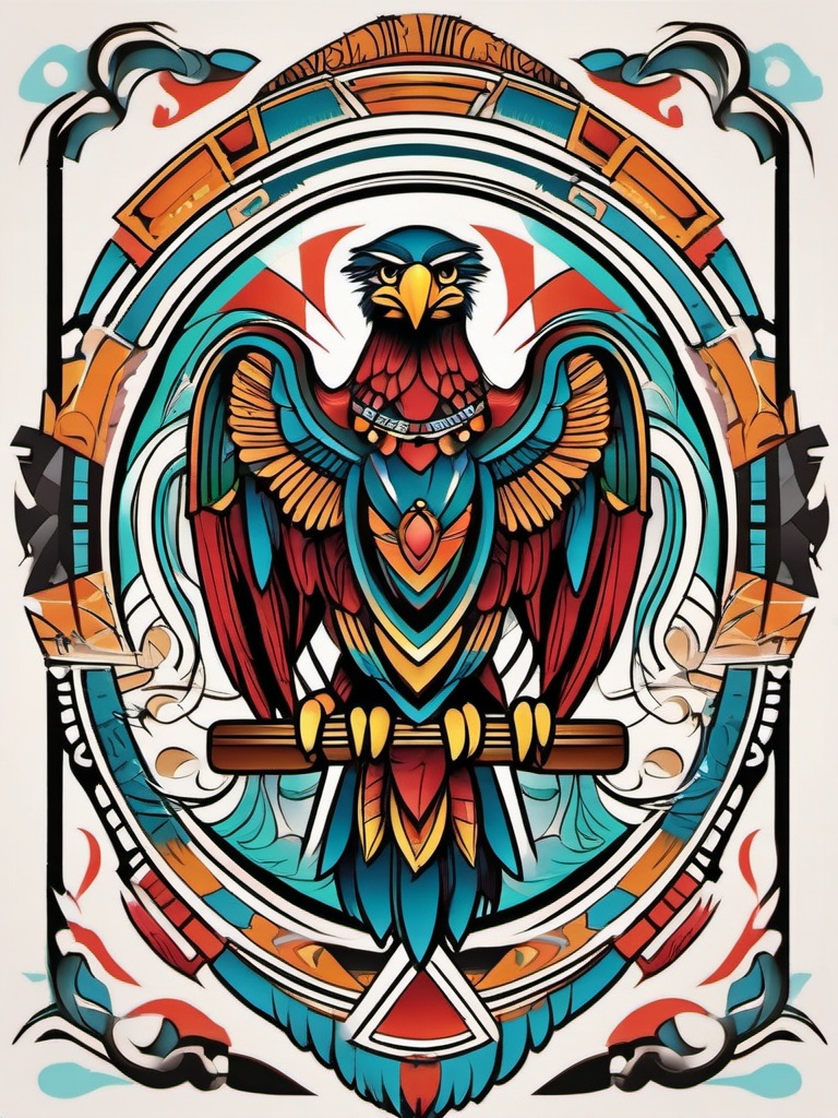 aztec tattoo eagle  simple vector color tattoo