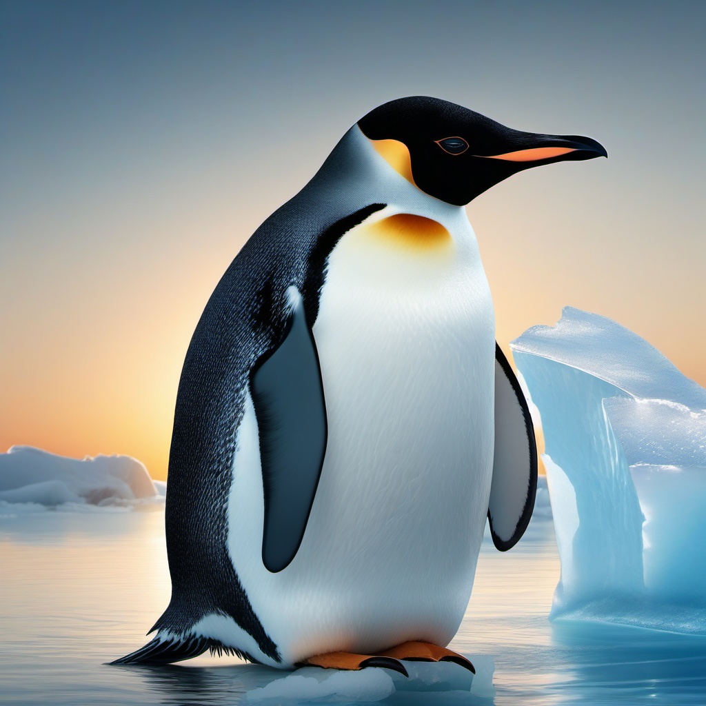 Penguin Clipart on an Iceberg,Charming penguin on an iceberg, representing resilience and adaptability. 