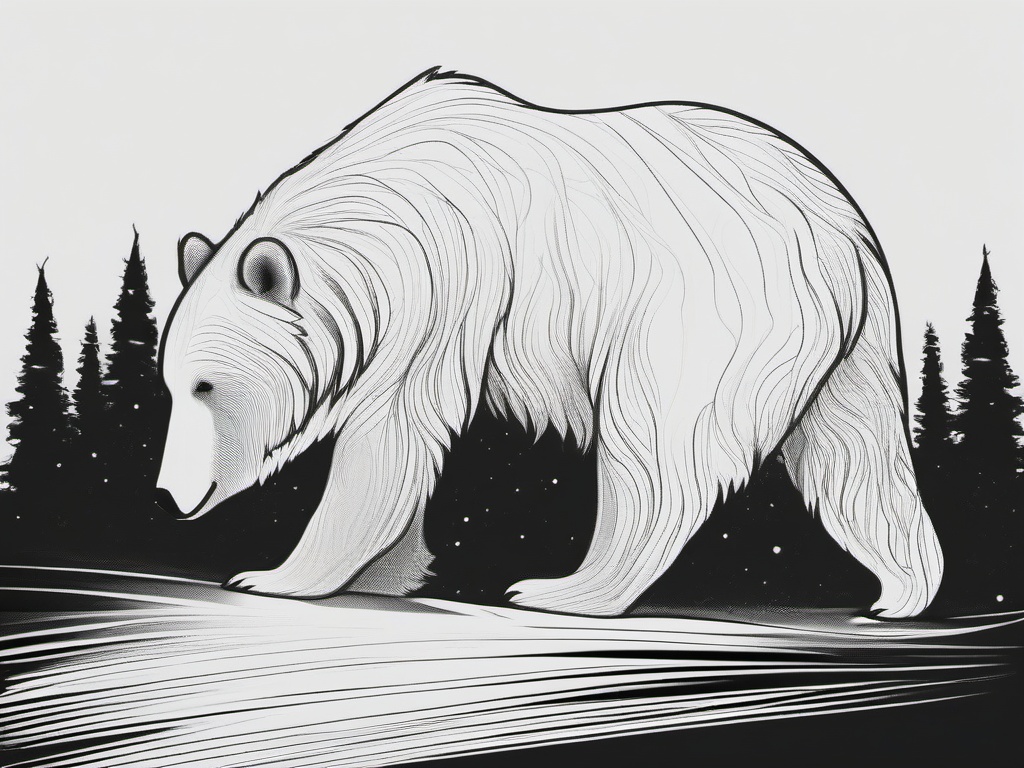 drawing of a spectral bear  minimal rough sketch scribbles,doodles,black and white