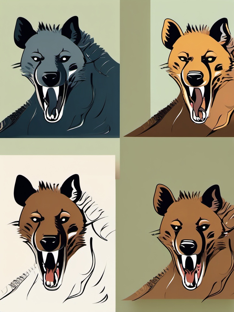 Hyena clipart - Scavenging predator with a distinctive laugh, ,vector color clipart,minimal