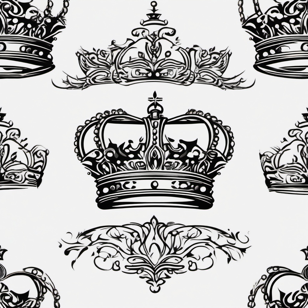 Crown Tattoo - A majestic crown tattoo on royalty  few color tattoo design, simple line art, design clean white background