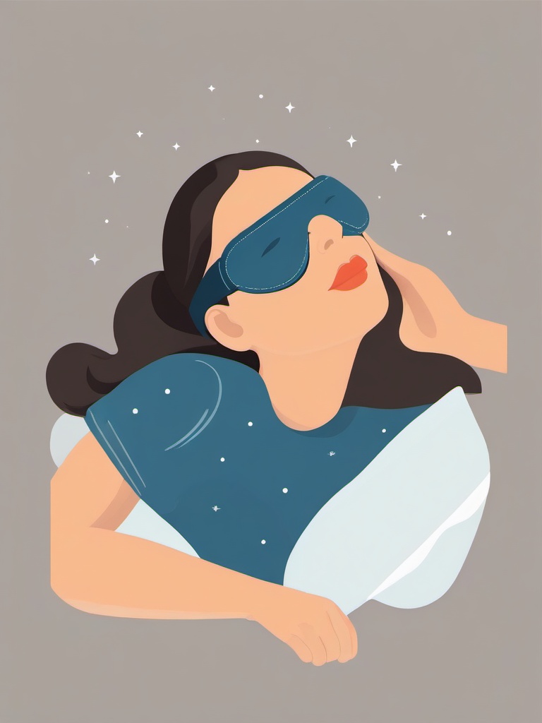 Sleep clipart - person with a sleep mask on snoring softly  color,minimalist,vector clipart