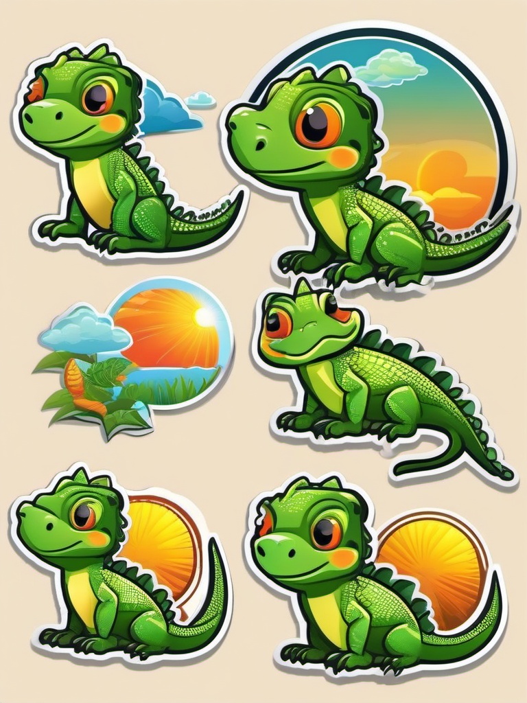 Lizard cartoon - scaly, sun-loving creature  cartoon sticker style