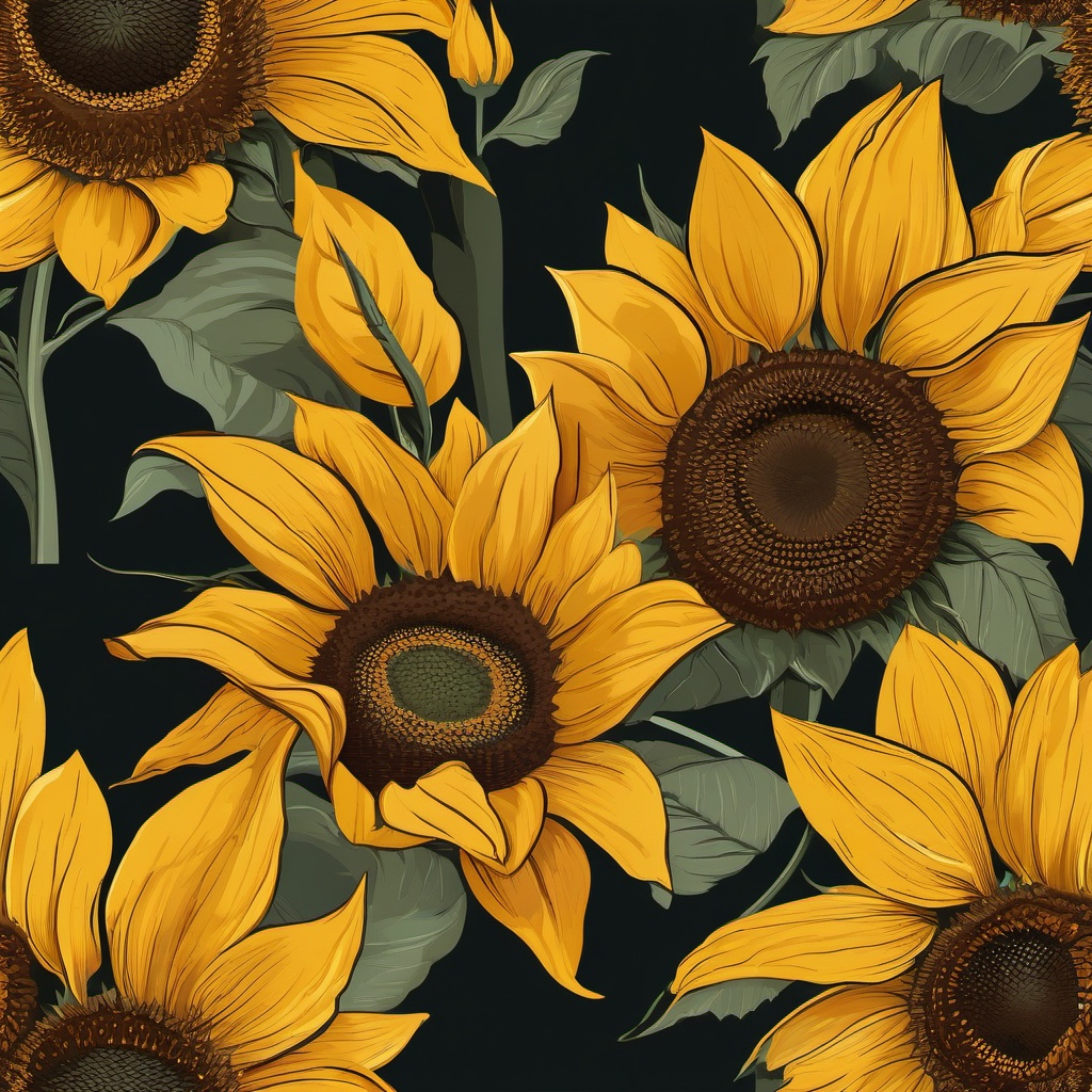 Sunflower Clipart - A sunflower with its golden petals and brown center.  color vector clipart, minimal style