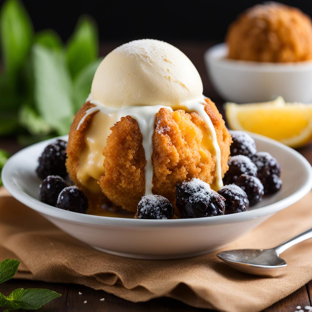 fried ice cream with a crispy outer shell and a cold, creamy interior. 