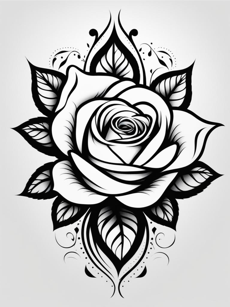 Little rose tattoo, Small and charming rose tattoo designs.  color, tattoo patterns, white clean background