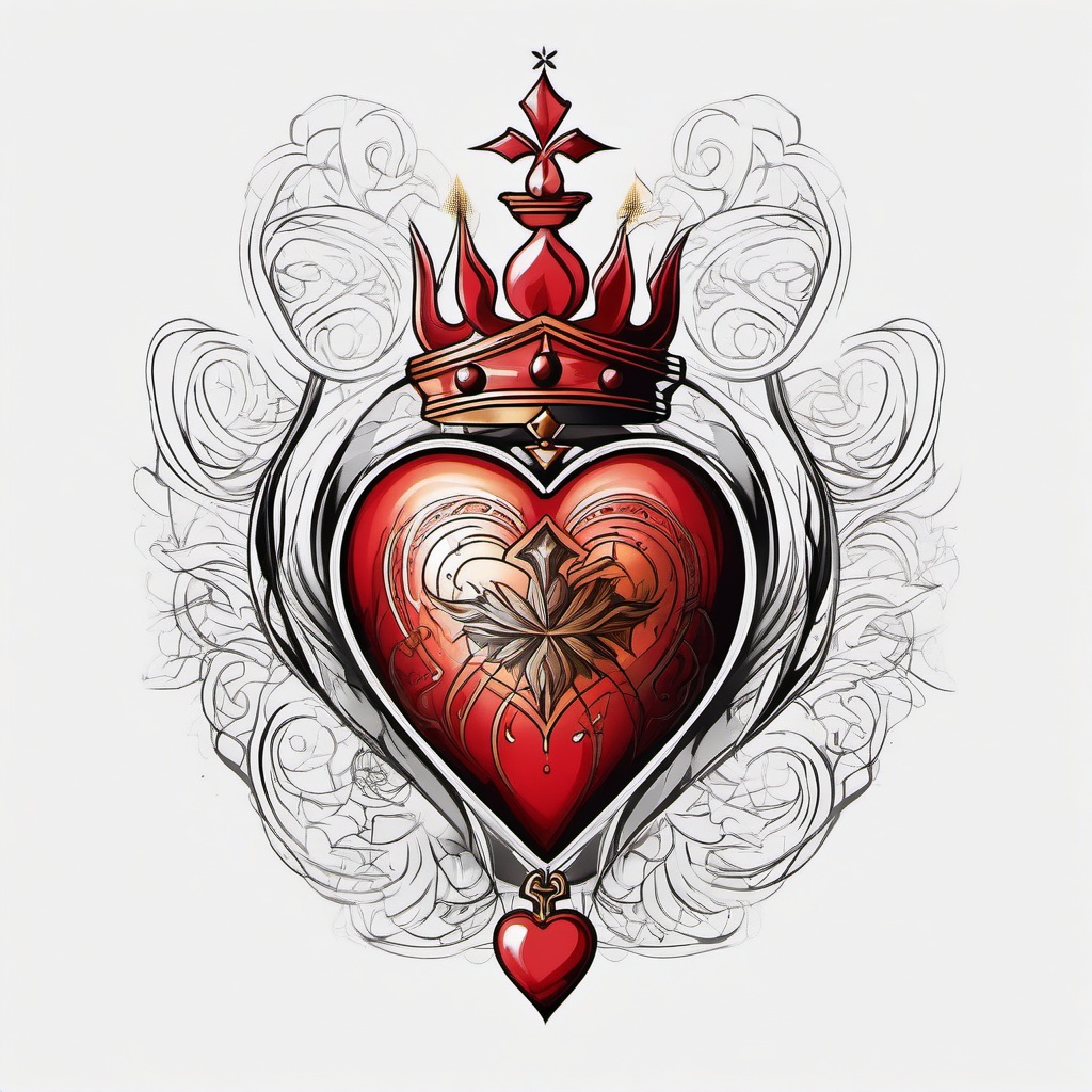 Sacred heart tattoo, Divine symbol of faith and devotion, where the sacred heart beats eternally. , tattoo color art, clean white background