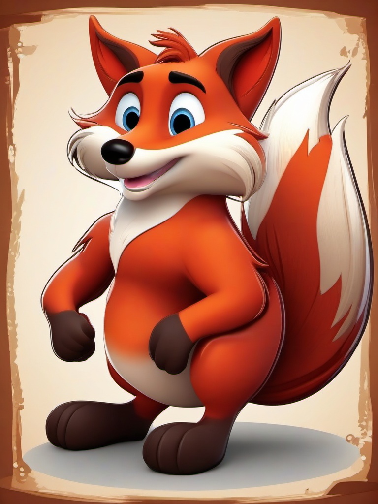 Fox cartoon - clever, red-furred animal with a bushy tail  