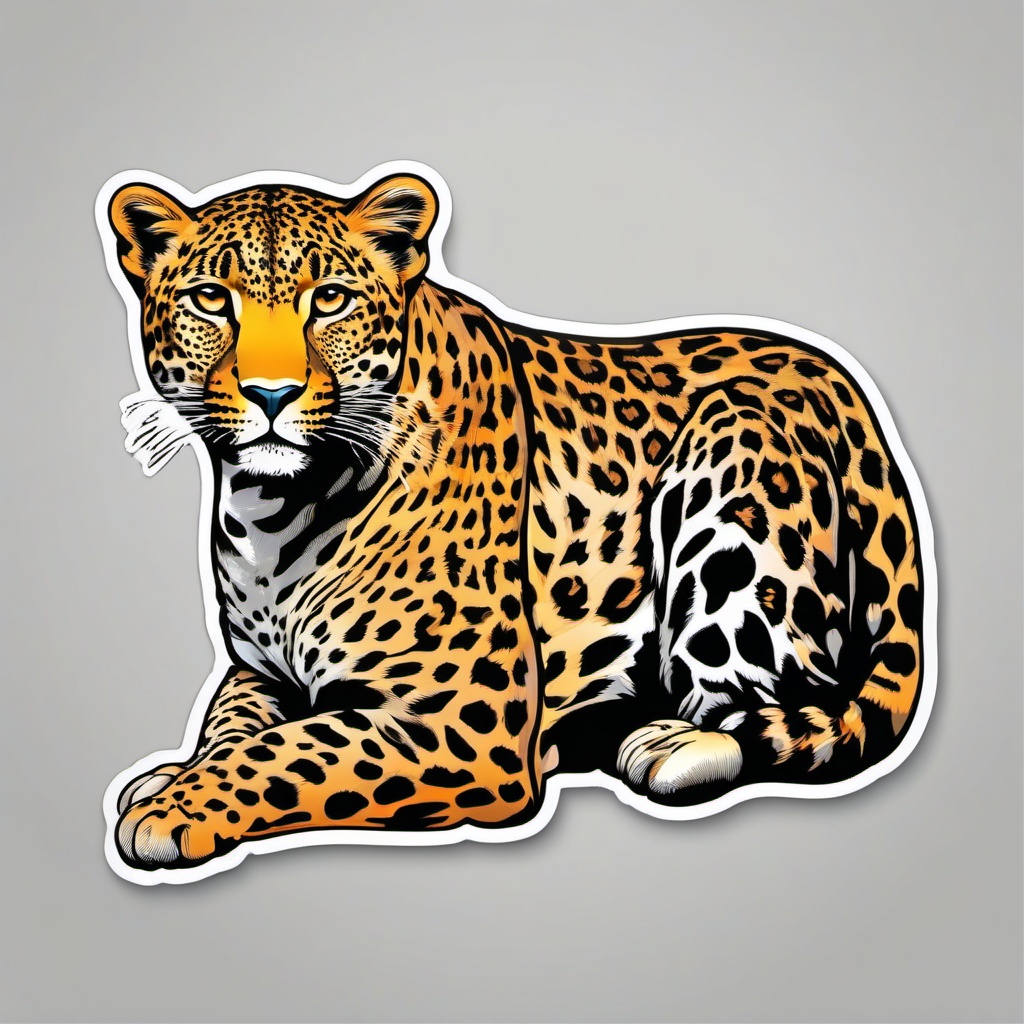 Leopard Sticker - A graceful leopard with distinctive spots. ,vector color sticker art,minimal