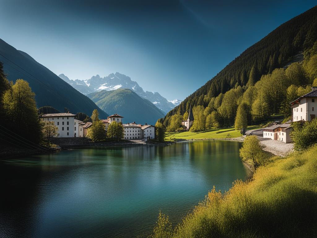 enigmatic val poschiavo - paint the enigmatic landscapes of val poschiavo, known for its pristine lakes and italian-speaking communities. 