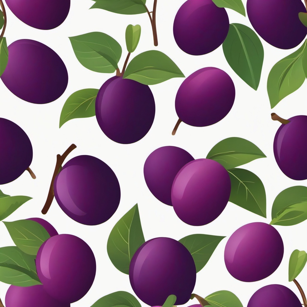 Plum Clipart - Purple plum with a smooth skin.  color vector clipart, minimal style