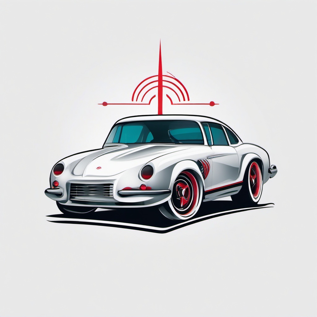 Car Heartbeat Tattoo - Showcase your passion for cars with a tattoo featuring a rhythmic heartbeat line and a car.  simple vector color tattoo,minimal,white background