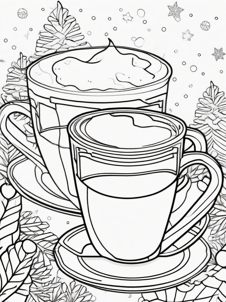 Santa with Hot Cocoa Coloring Pages - Enjoying a Warm Cup of Cocoa  minimal black outline printable sheet, coloring page