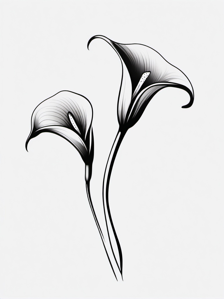 Calla Lily Tattoo - Symbol of beauty, purity, and faithfulness  minimal tattoo design,white background