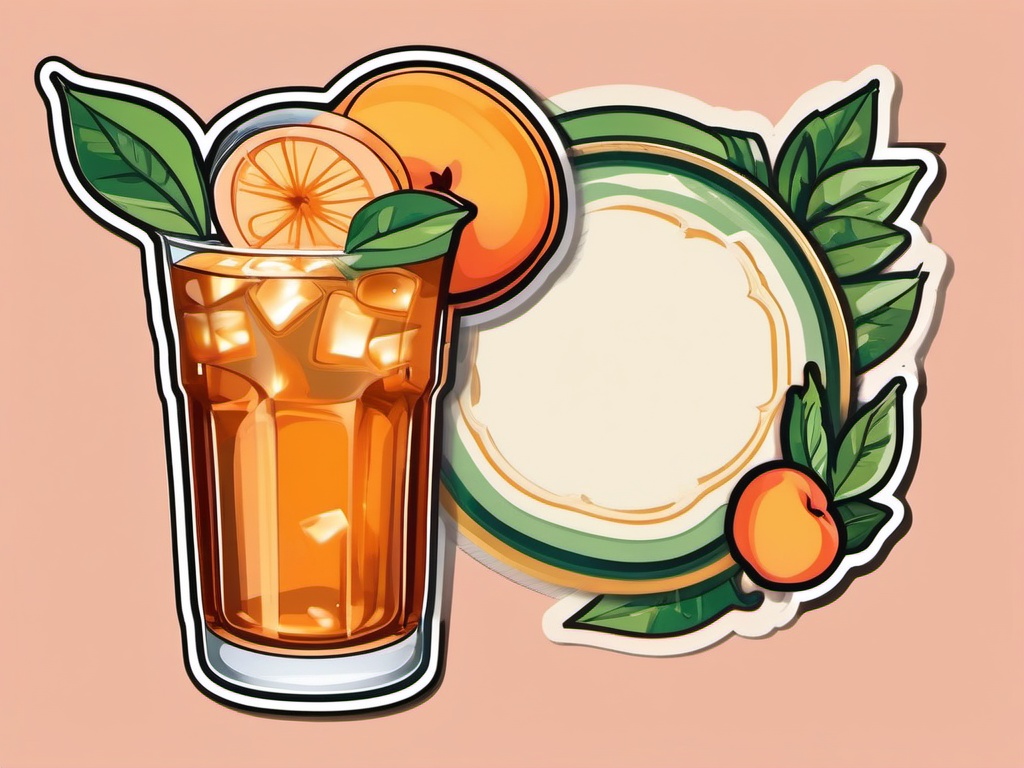 Peach Iced Tea Sticker - Quench your thirst with the sweet and refreshing taste of peach iced tea, , sticker vector art, minimalist design