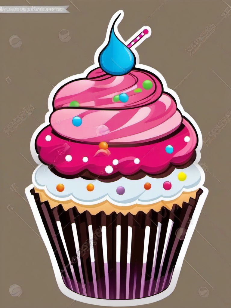 Cupcake clipart - cupcake with colorful frosting and sprinkles  