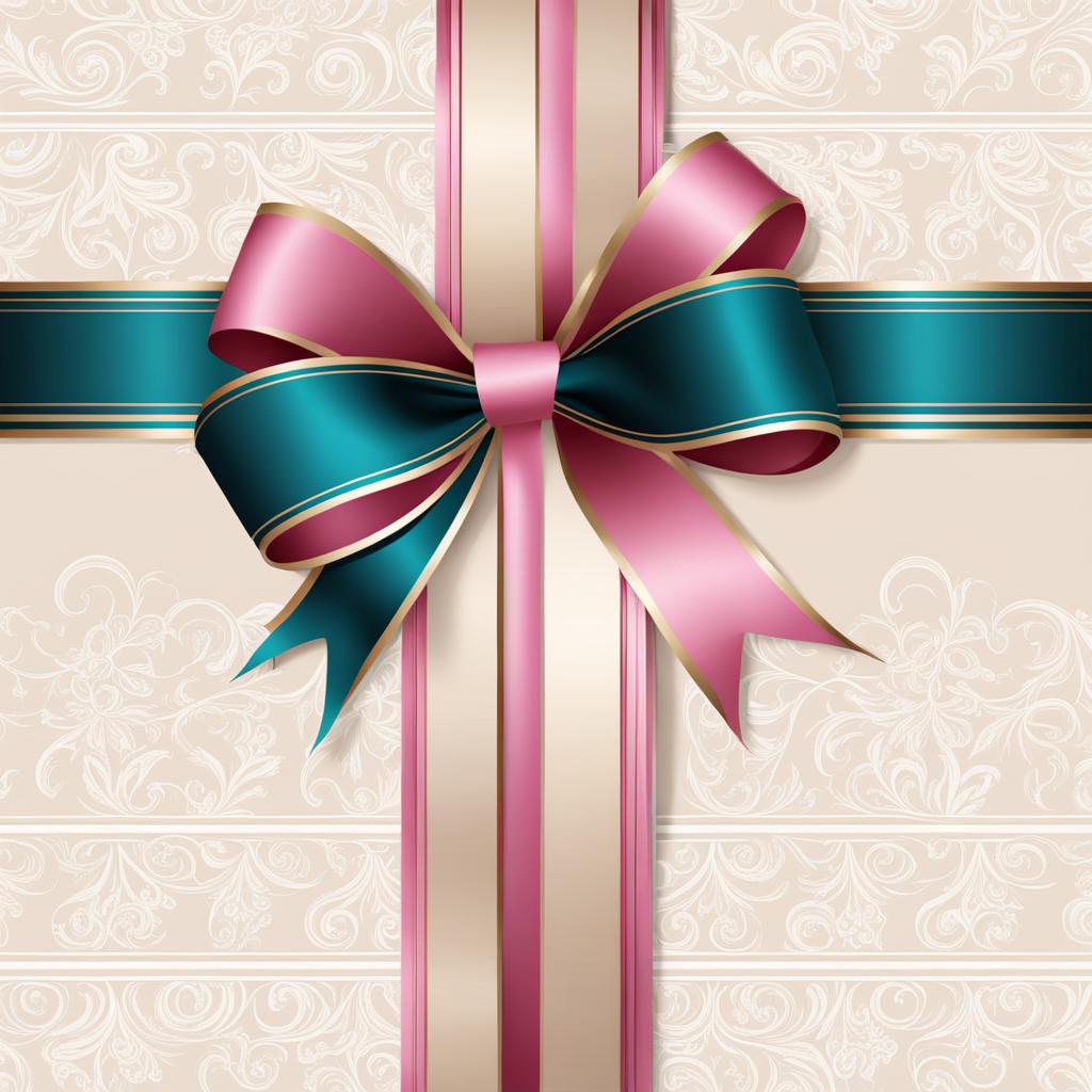 ribbon clipart - an ornate ribbon with graceful swirls, adorning a beautifully wrapped gift in a chic boutique 