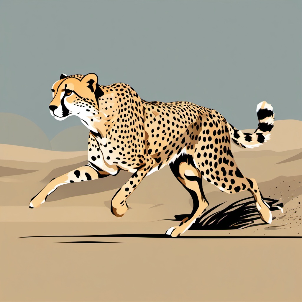 Cheetah Clipart - Cheetah sprinting across the savannah , minimal, 2d