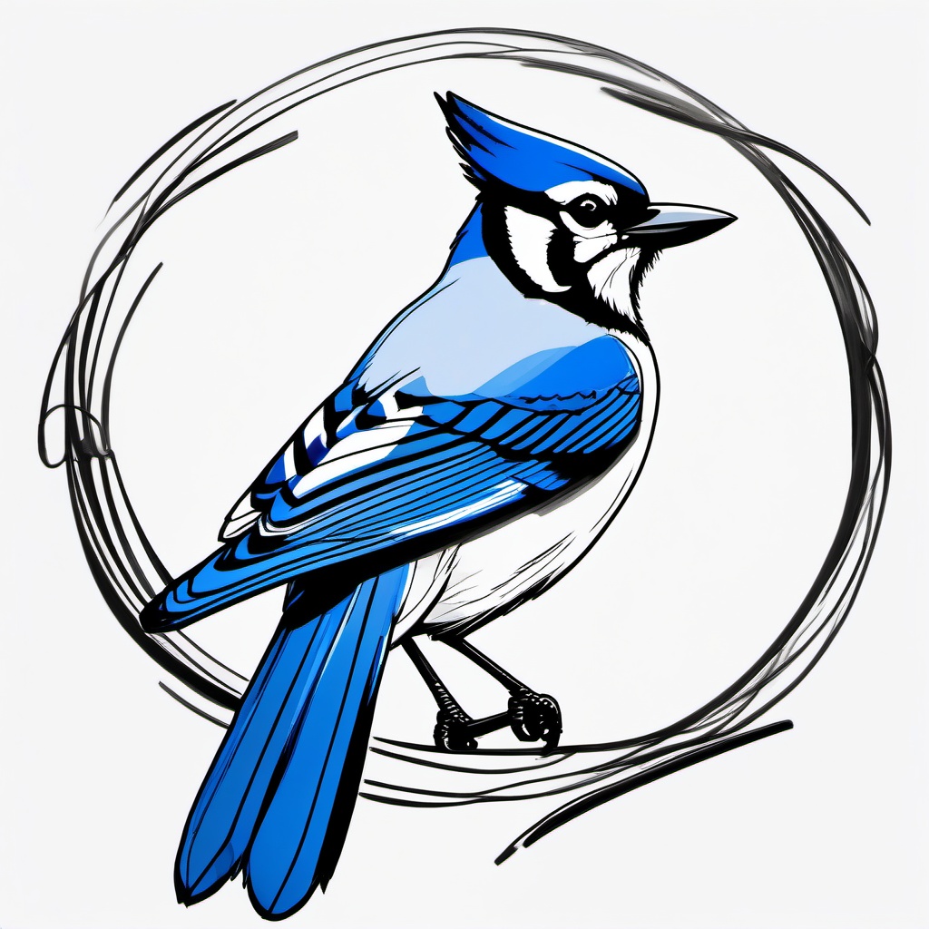 drawing of blue jay  minimal rough sketch scribbles,doodles,black and white