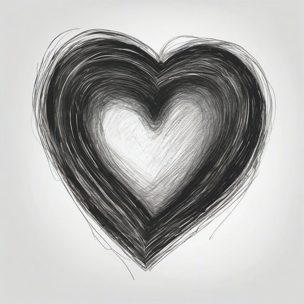 drawing of a heart in a frame  minimal rough sketch scribbles,doodles,black and white