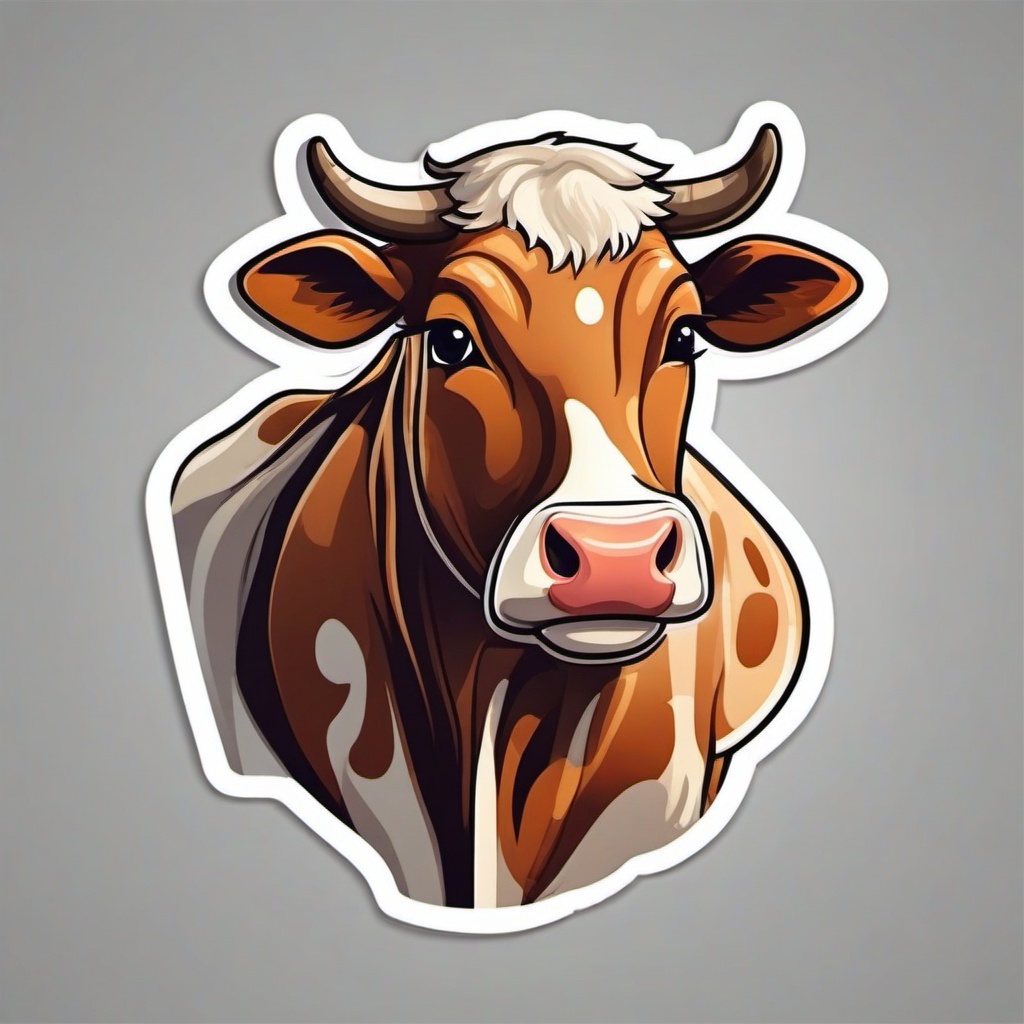 Cow cartoon - gentle, milk-producing animal with spots  cartoon sticker style