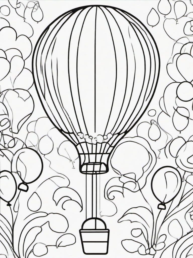 Birthday Balloons Coloring Pages - Festive Balloons in Bright Colors  minimal black outline printable sheet, coloring page