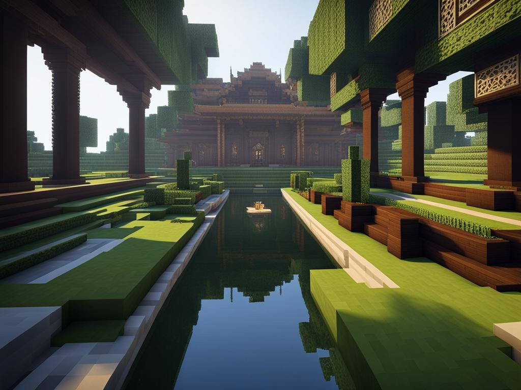 serene monastery gardens with tranquil reflection pools - minecraft house design ideas minecraft block style