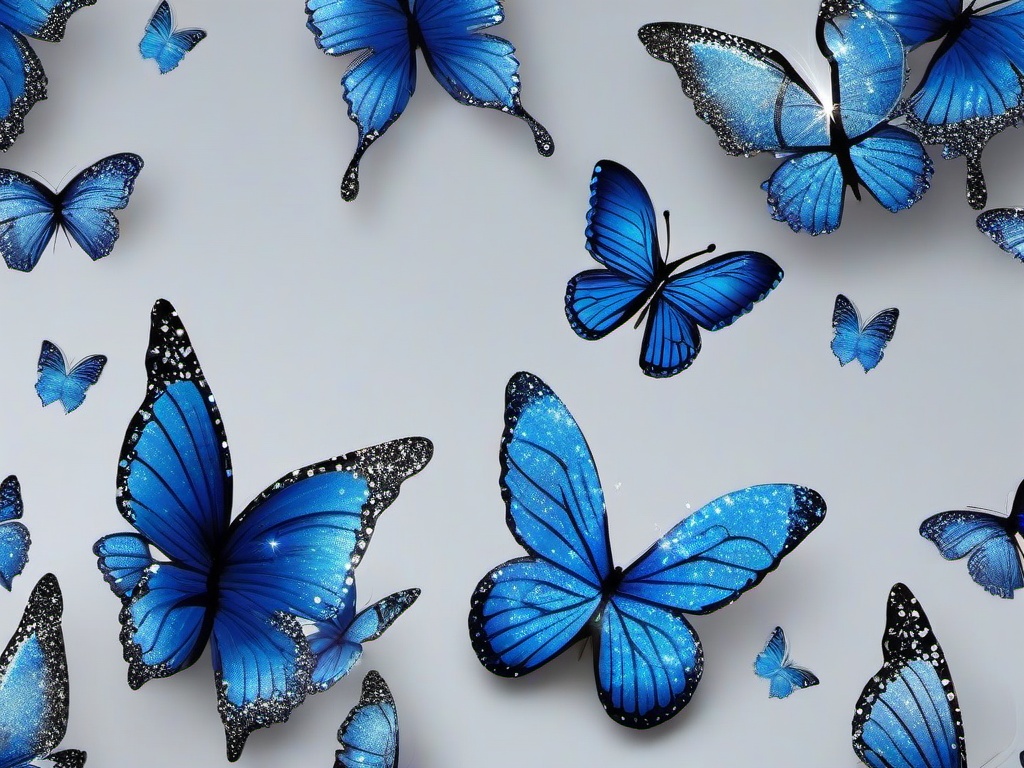 Diamond Crystal Blue Glitter Butterfly Wallpaper  