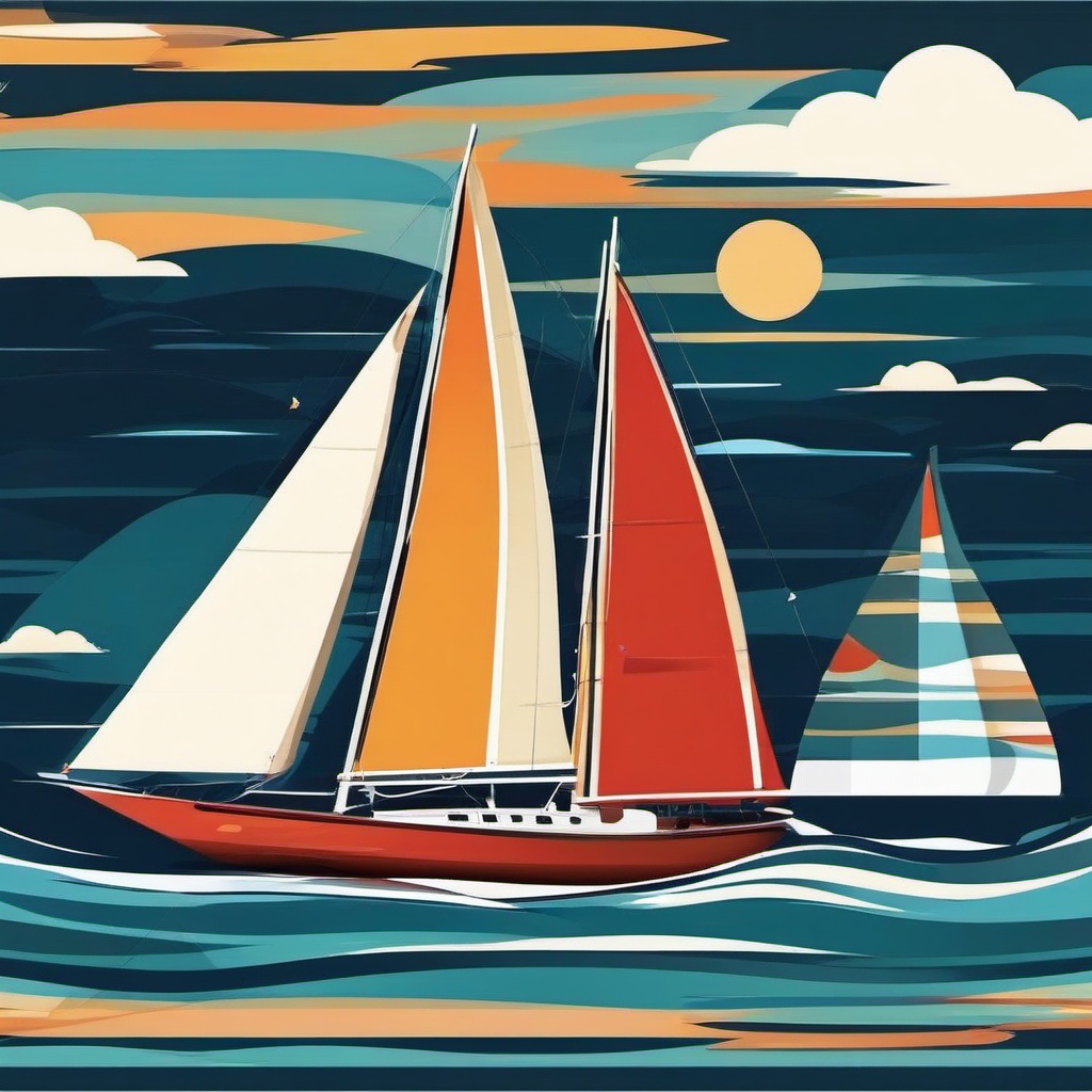 Sailboat Journey clipart - Exciting sailboat journey, ,vector color clipart,minimal