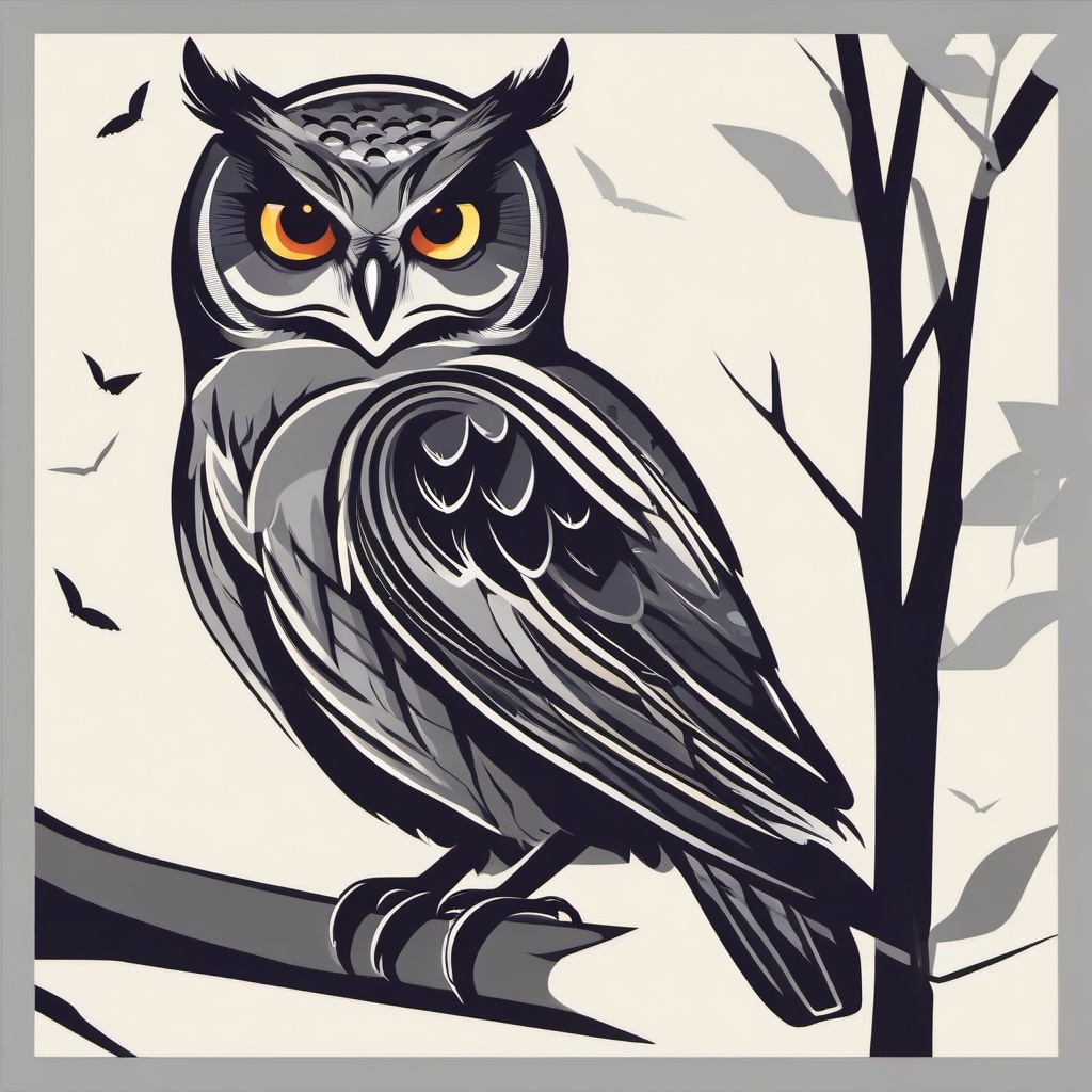 Owl clipart - Nocturnal bird with silent flight and wise demeanor, ,color clipart vector style