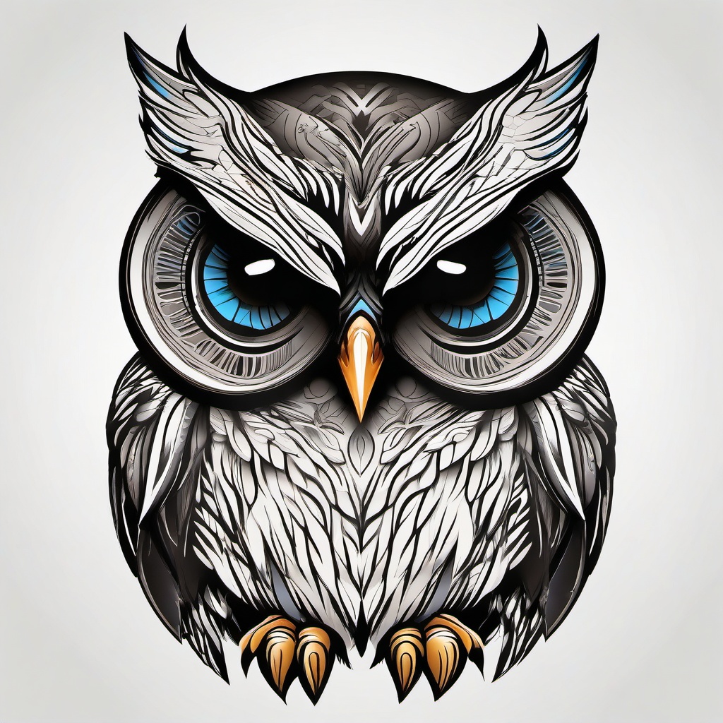 Small Tattoo Owl - Embrace subtlety with a small yet impactful owl-themed tattoo.  simple color tattoo,vector style,white background