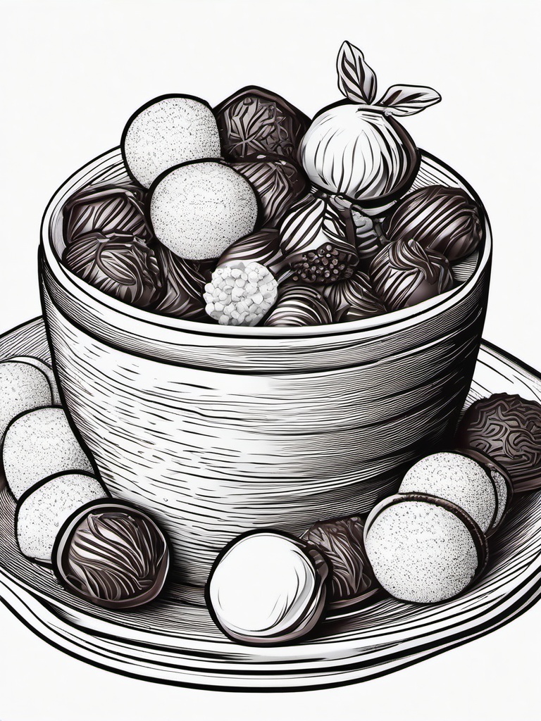 Food Coloring Pages - Chocolate truffles on a plate  simple coloring pages