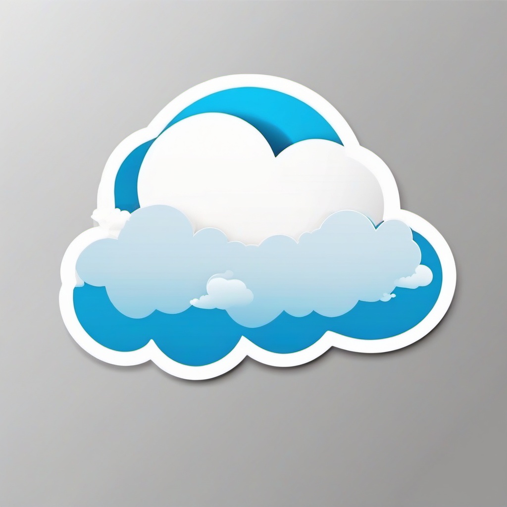 Cloud Sticker - Fluffy white cloud design, ,vector color sticker art,minimal