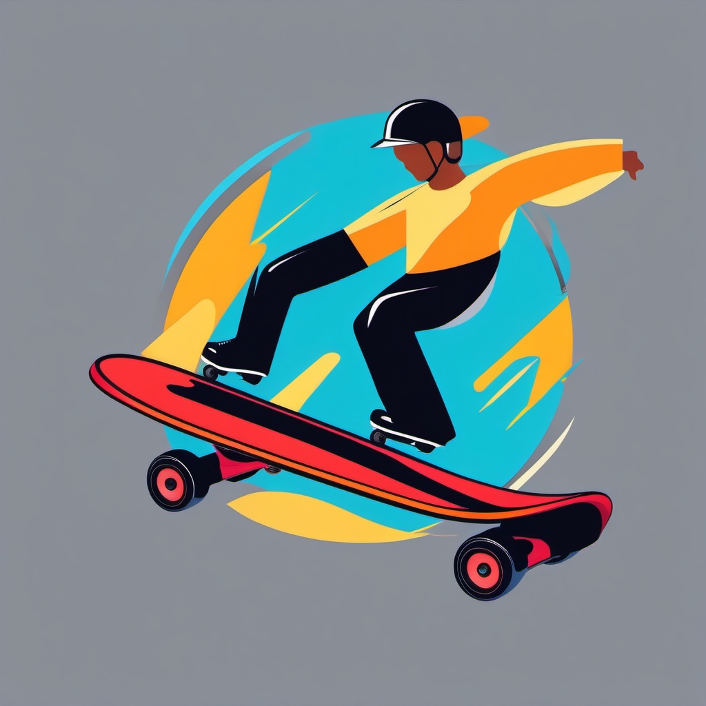 Electric Skateboard Clipart - An electric skateboard providing smooth rides.  transport, color vector clipart, minimal style