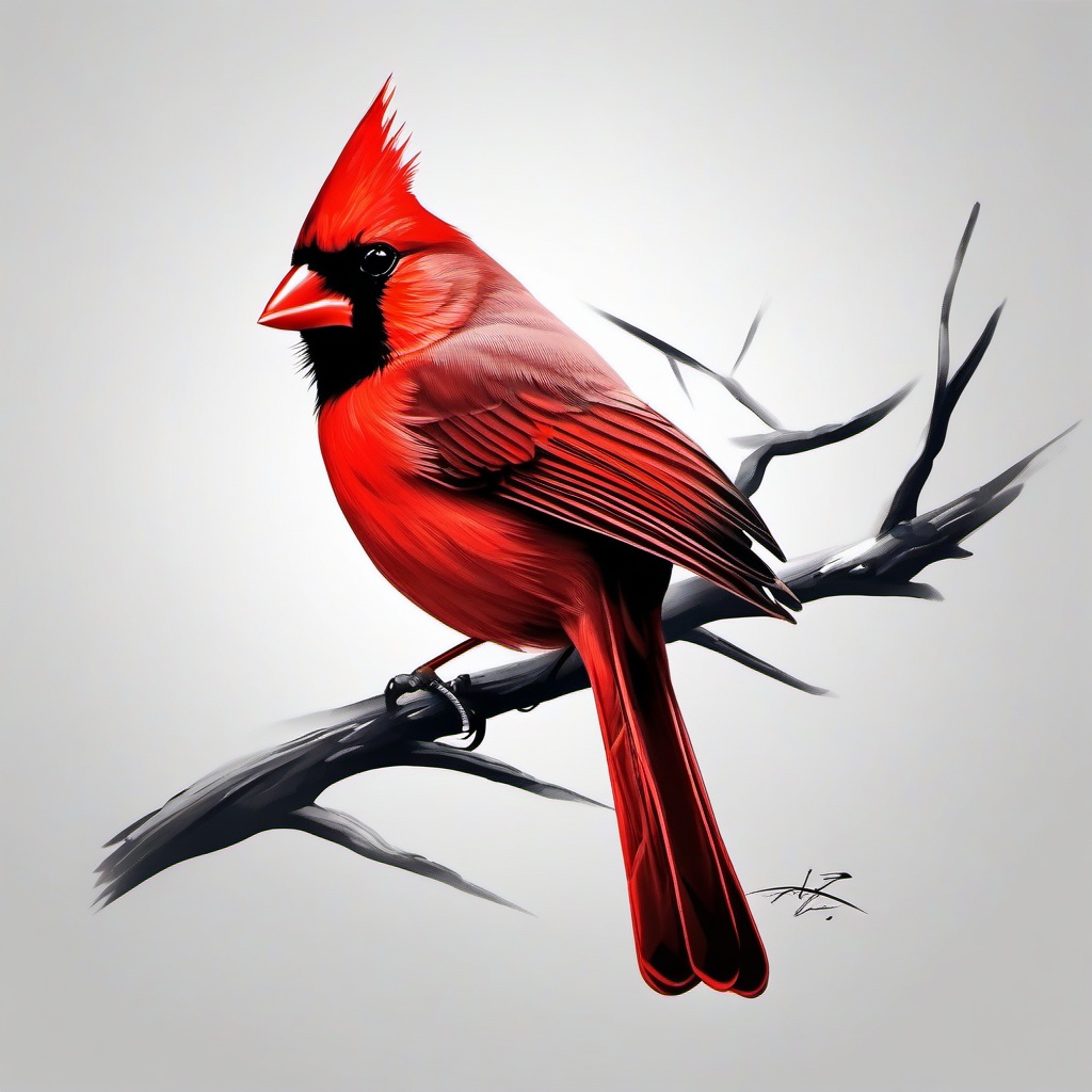 Northern Cardinal Tattoo - Northern cardinal tattoo  minimalist tattoo design, white background