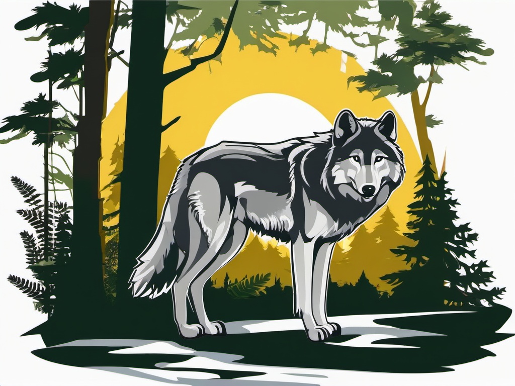 Wolf clipart - wolf in a forest  clipart