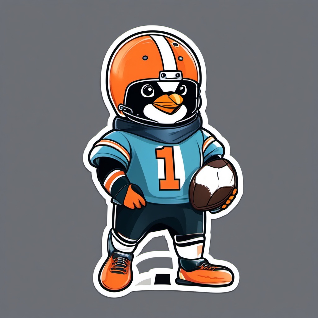 Penguin Footballer Sticker - A penguin dressed as a football player, ready to score. ,vector color sticker art,minimal