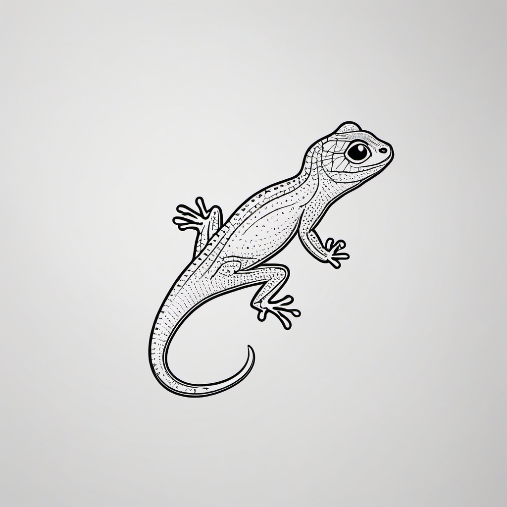 Minimalist Gecko Tattoo - A simple and understated gecko tattoo design with clean lines.  simple color tattoo design,white background