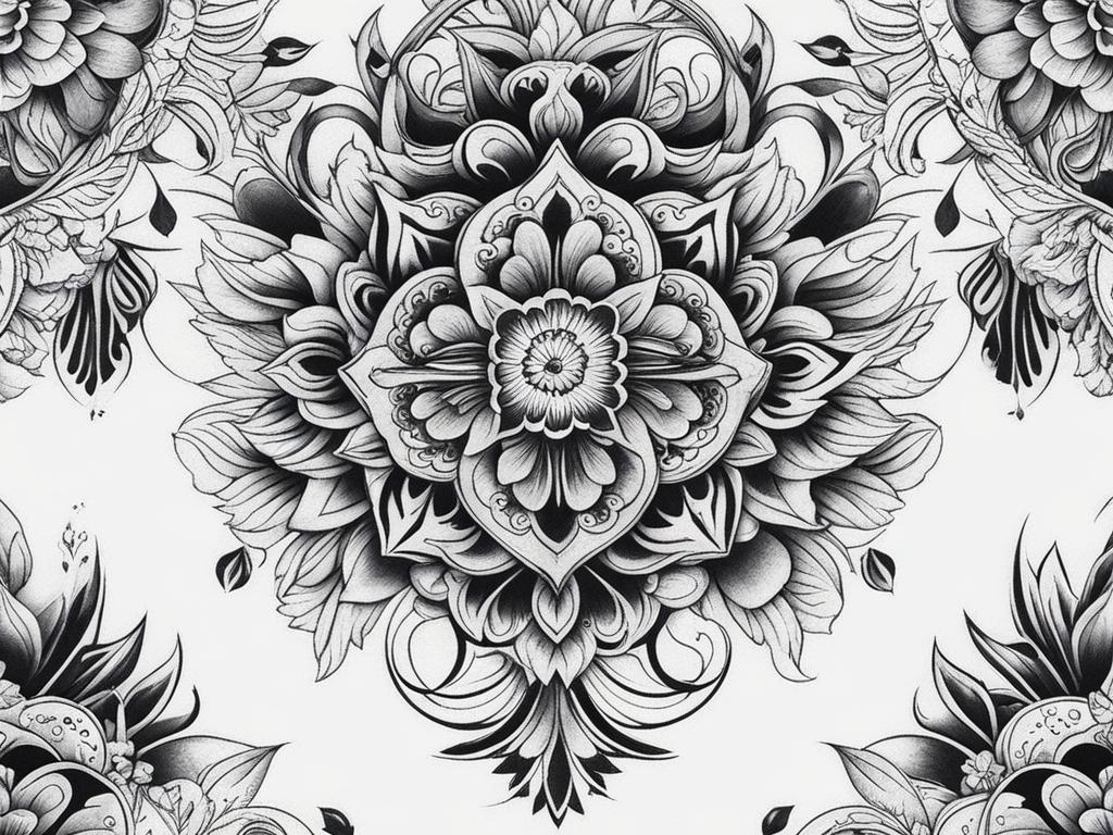 shoulder tattoo black and white design 