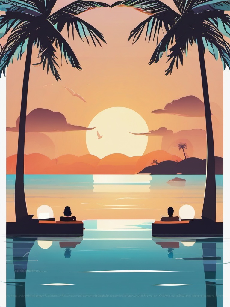 Summer Relaxation clipart - Relaxing by the water, ,vector color clipart,minimal