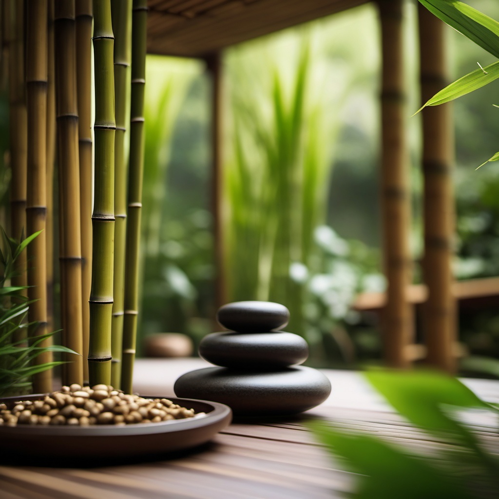 Bamboo Zen Retreat - Design a garden with bamboo elements for a tranquil Zen retreat. ultra realistic, professional photography, bokeh, natural lighting, canon lens, shot on dslr 64 megapixels sharp focus