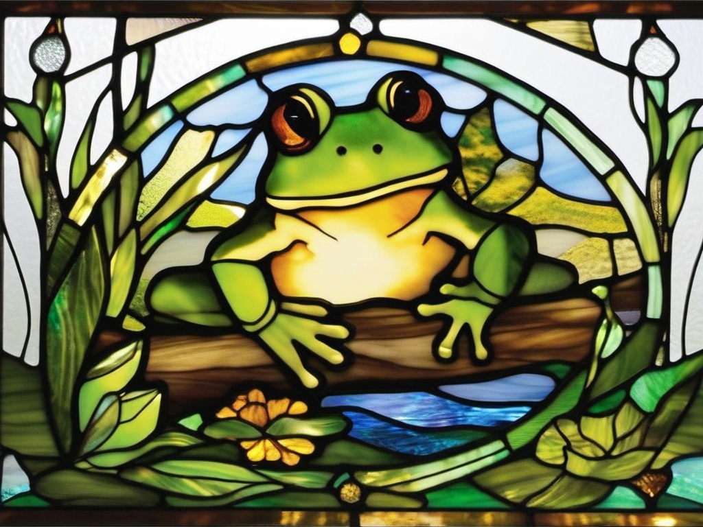 Frog and Toad Stained Glass - Celebrate the whimsy of amphibians with frog and toad stained glass, featuring these creatures in charming designs.  