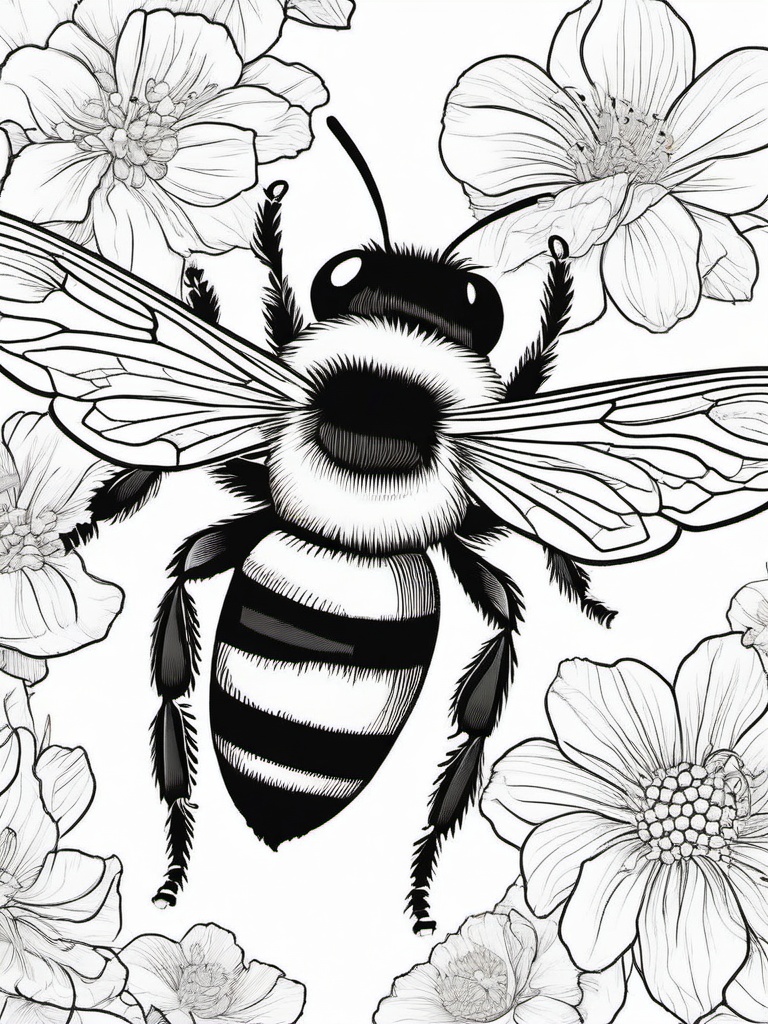 Bumble Bee Coloring Pages - Bumble Bee with pollen  simple coloring pages