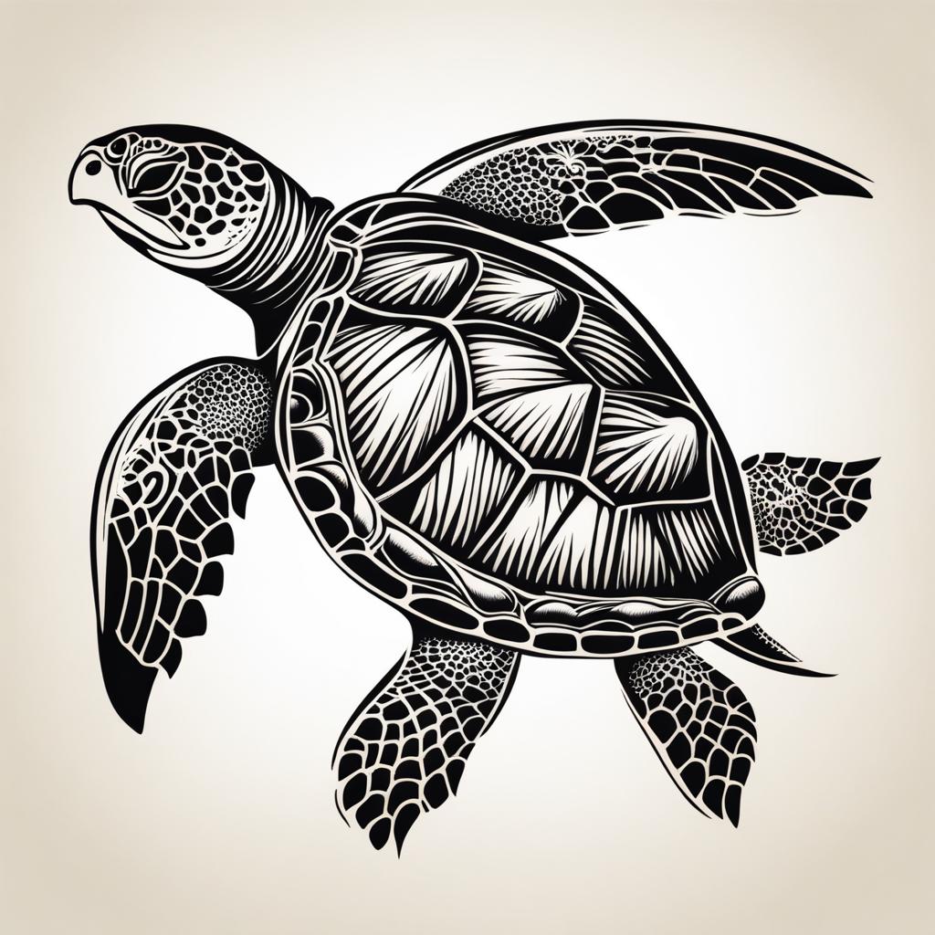 sea turtle tattoo, symbolizing protection, longevity, and connection to the ocean. 