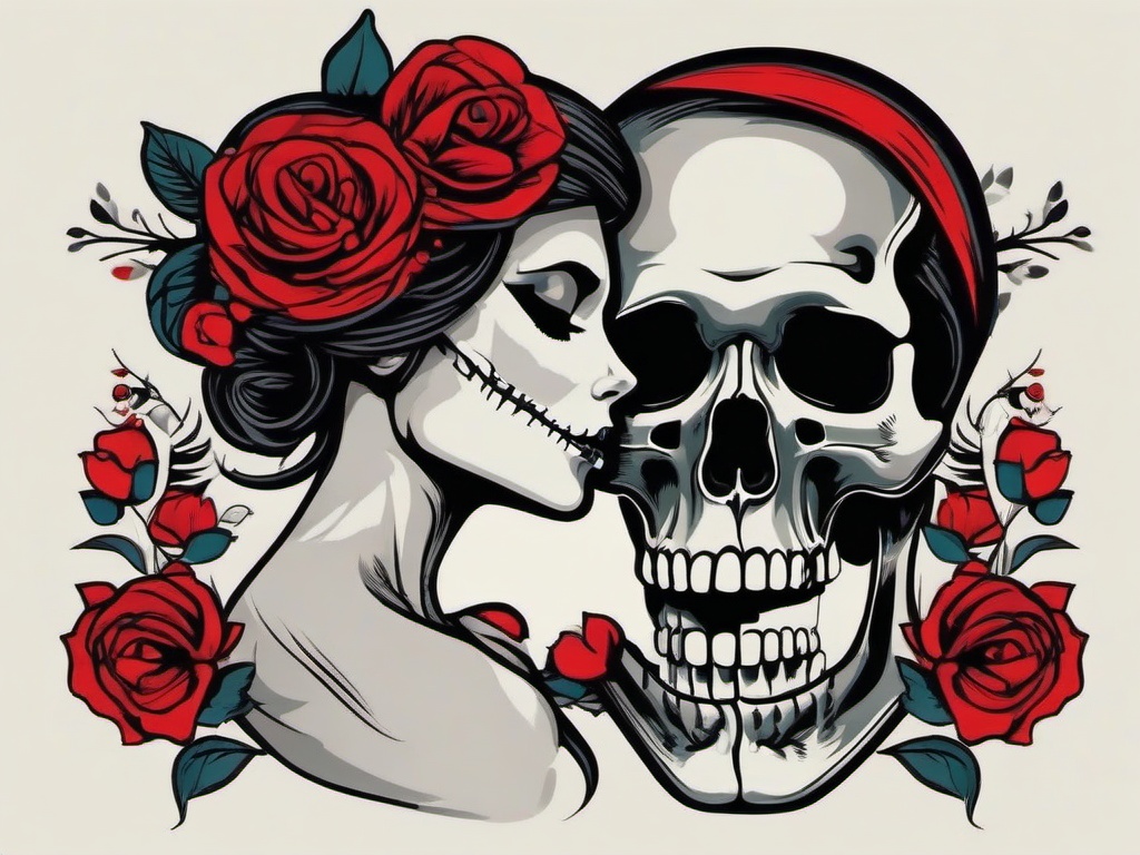 lovers skeleton tattoo  simple vector color tattoo