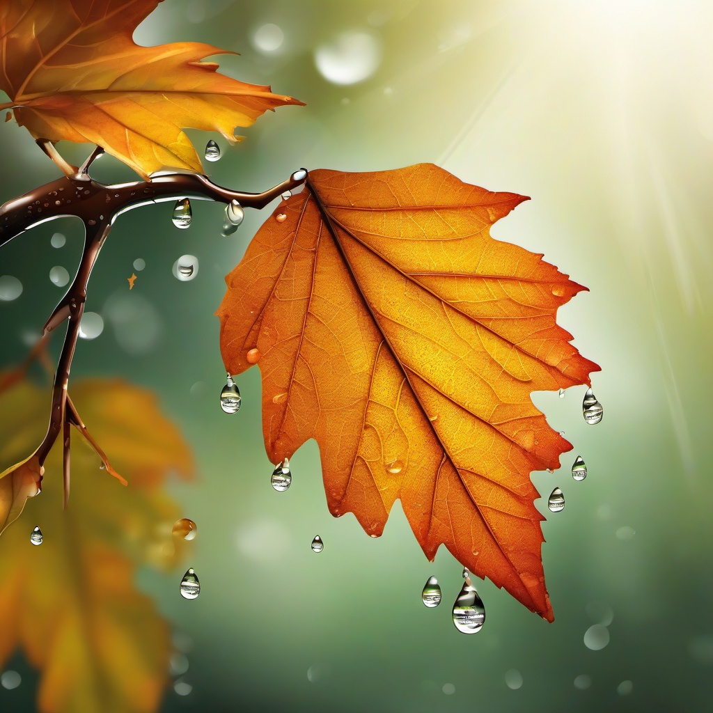 Autumn Leaf clipart - leaf with droplets of rain  